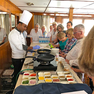 Cooking demo on board the Bengal Ganga