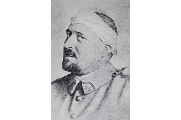 Photograph of Guillaume Apollinaire in spring 1916 after a shrapnel wound to his temple