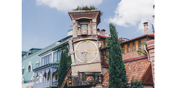 Leaning Clock Tower in Tbilisi, Georgia 