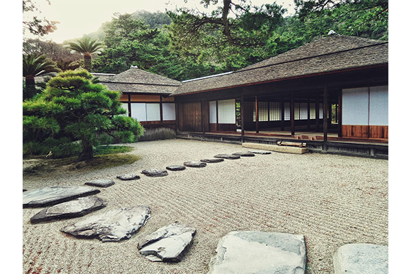 Traditional home with zen garden