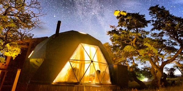 Eco camp at night Patagonia
