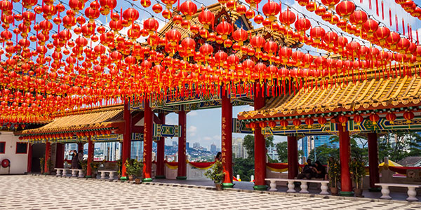 Chinese New Year Decoration at a Buddhist Temple in Kuala Lumpur