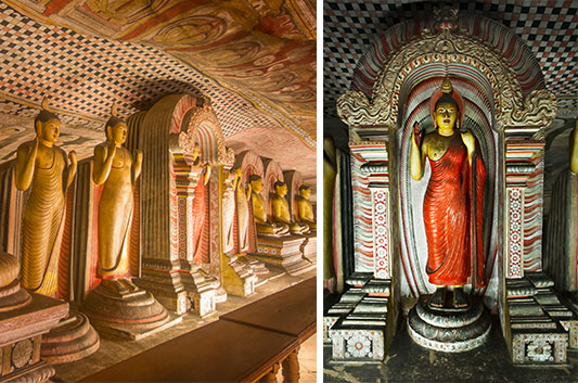 Buddha statues in Dambulla Cave Temple