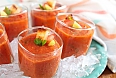 Gazpacho, a cold, refreshing soup made with fresh vegetables and herbs