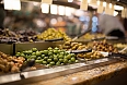 Olives on display at a market