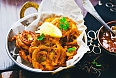Onions bhaji with mango chutney