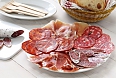 Various types of Spanish salami, sausage and ham