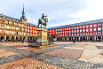 Plaza Mayor with Statue of King Philips III in Madrid, Spain.