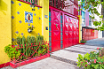 Colourful houses in Coyoacán neighbourhood