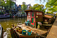 Boat houses on Amsterdam canal