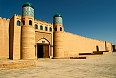 Gates and wall of the Kunya-ark citadel in Khiva